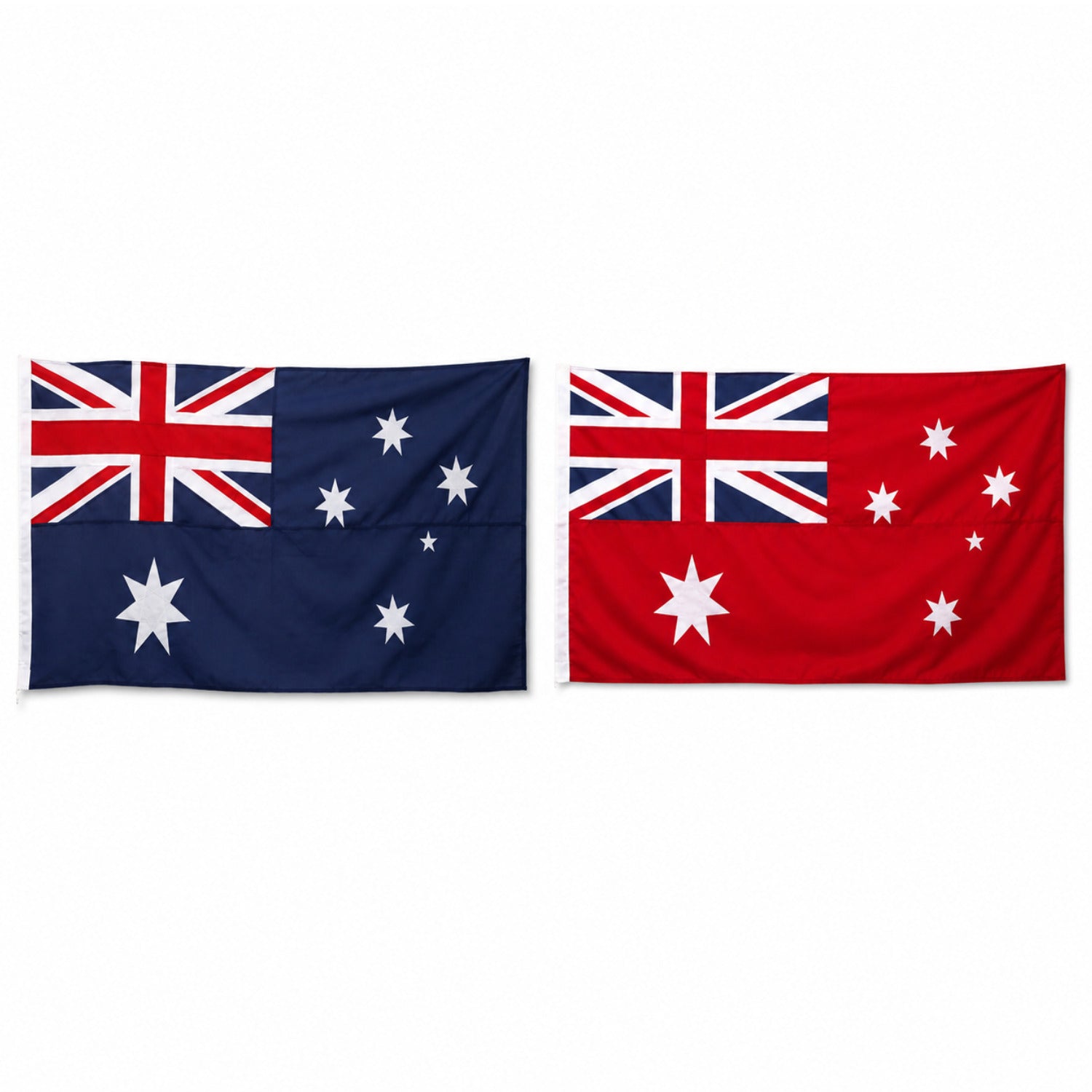 Two Fully Sewn Australian flags displayed side by side against a plain white background.