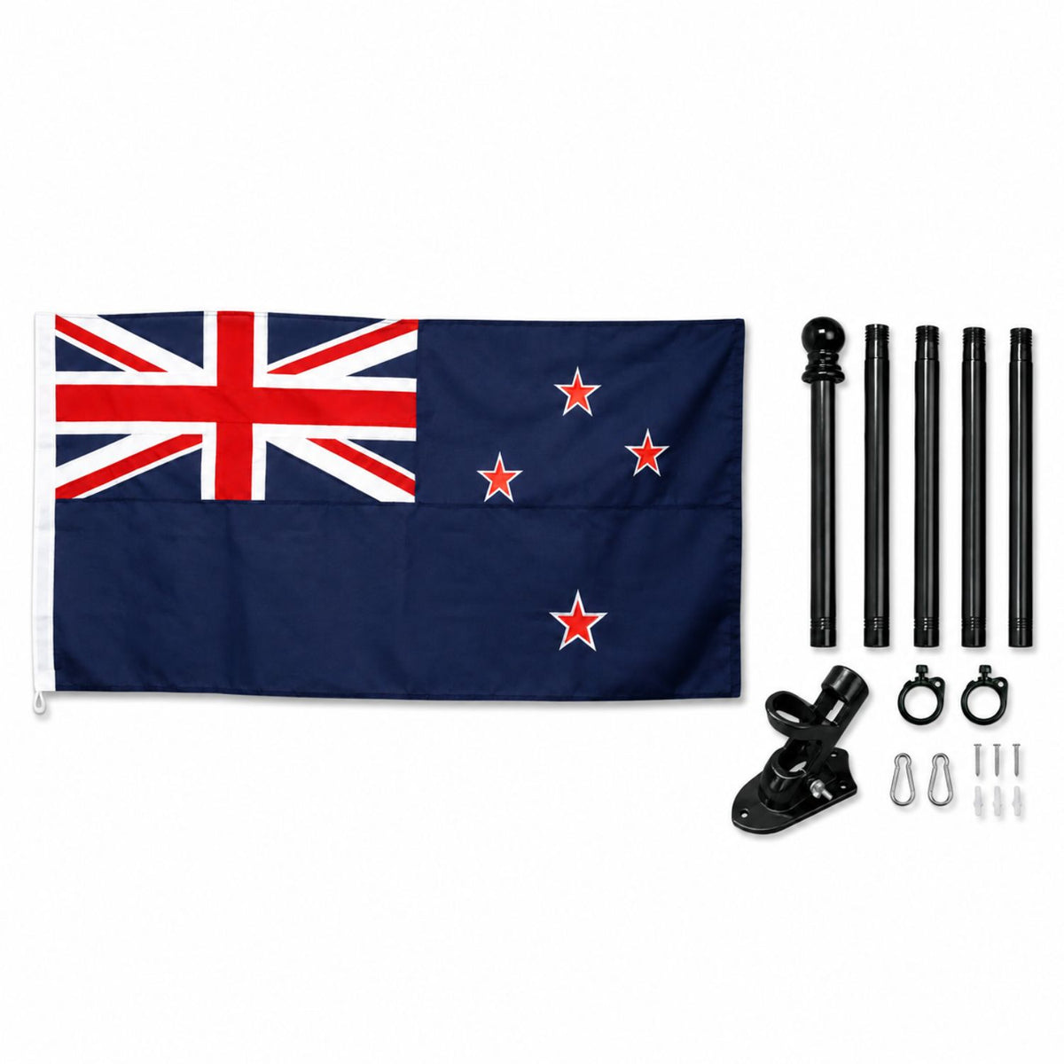 Fully Sewn New Zealand Flag & 1.8m Flagpole Kit Bundle