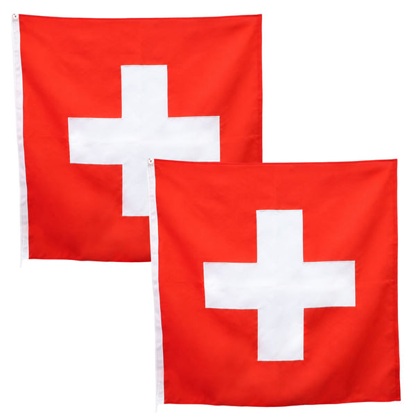 2 Fully Sewn Switzerland Flags | 1200 x 1200mm Bundle