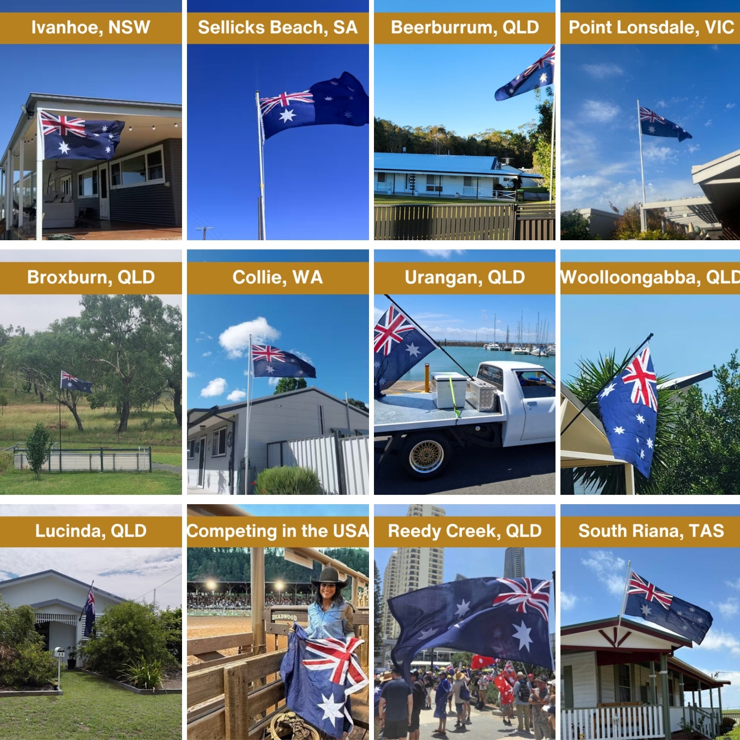 Australian Flags flying across Australia