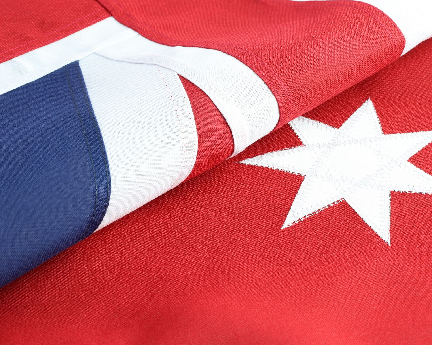 Close-up view of the white stars on the red field of the 1901-1903 Australian Red Ensign flag.